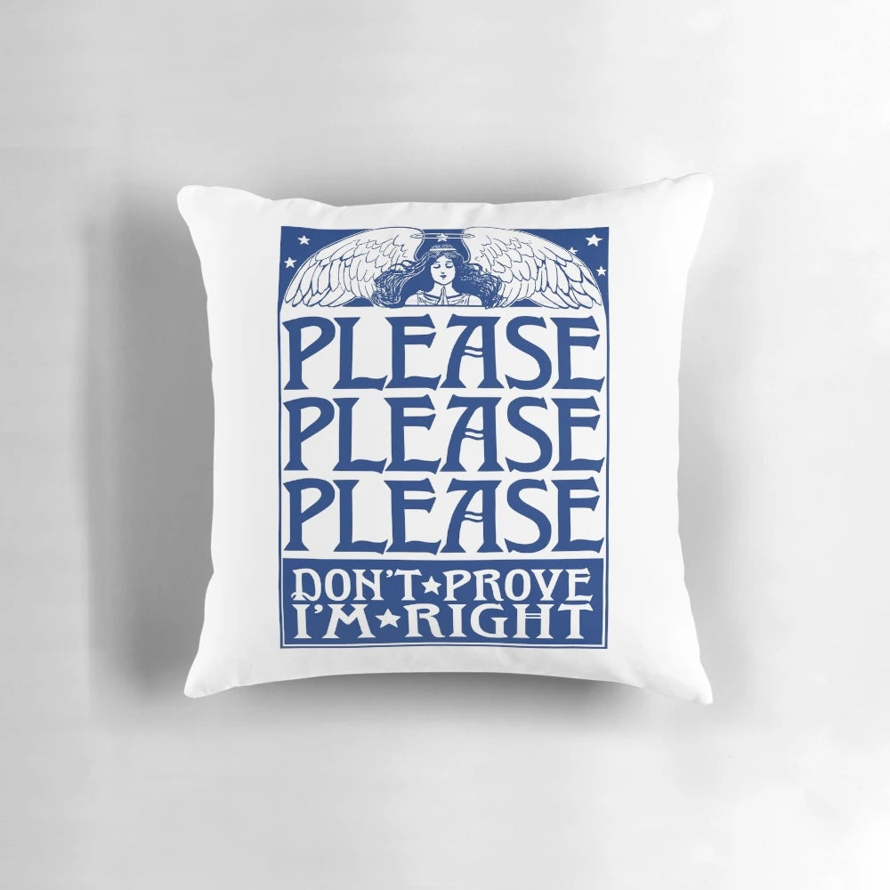 Beautifully crafted 'Please Please Please' pillow featuring Sabrina Carpenter's pop music influence