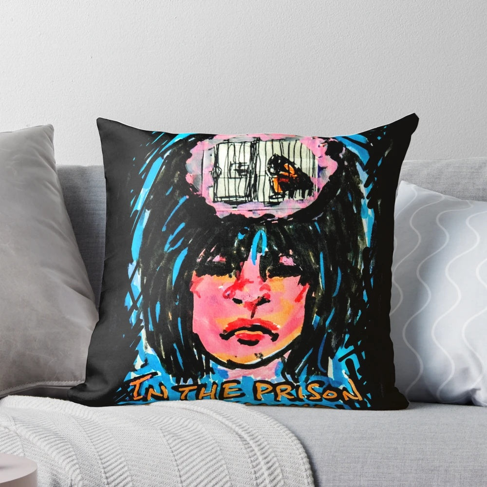 A dark, moody pillow design representing the 'prison of the mind' concept