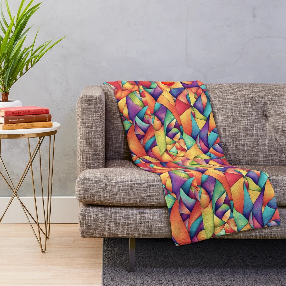 Psychedelic ocean plush blanket with surreal nature patterns