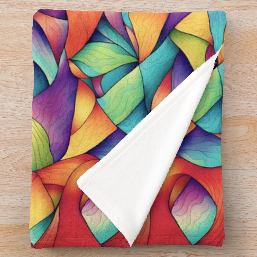 Psychedelic ocean plush blanket with surreal nature patterns