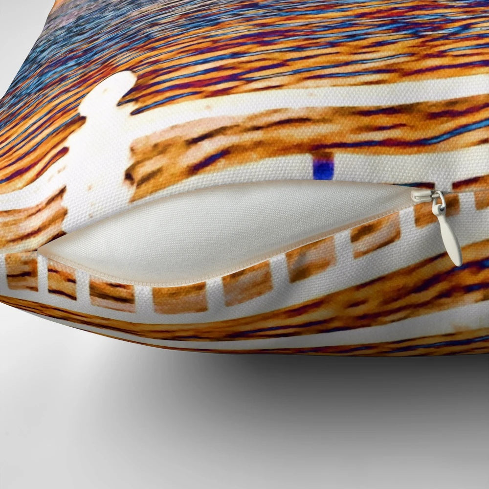 Vibrant abstract art pillow featuring the River Mersey in Merseyside, UK