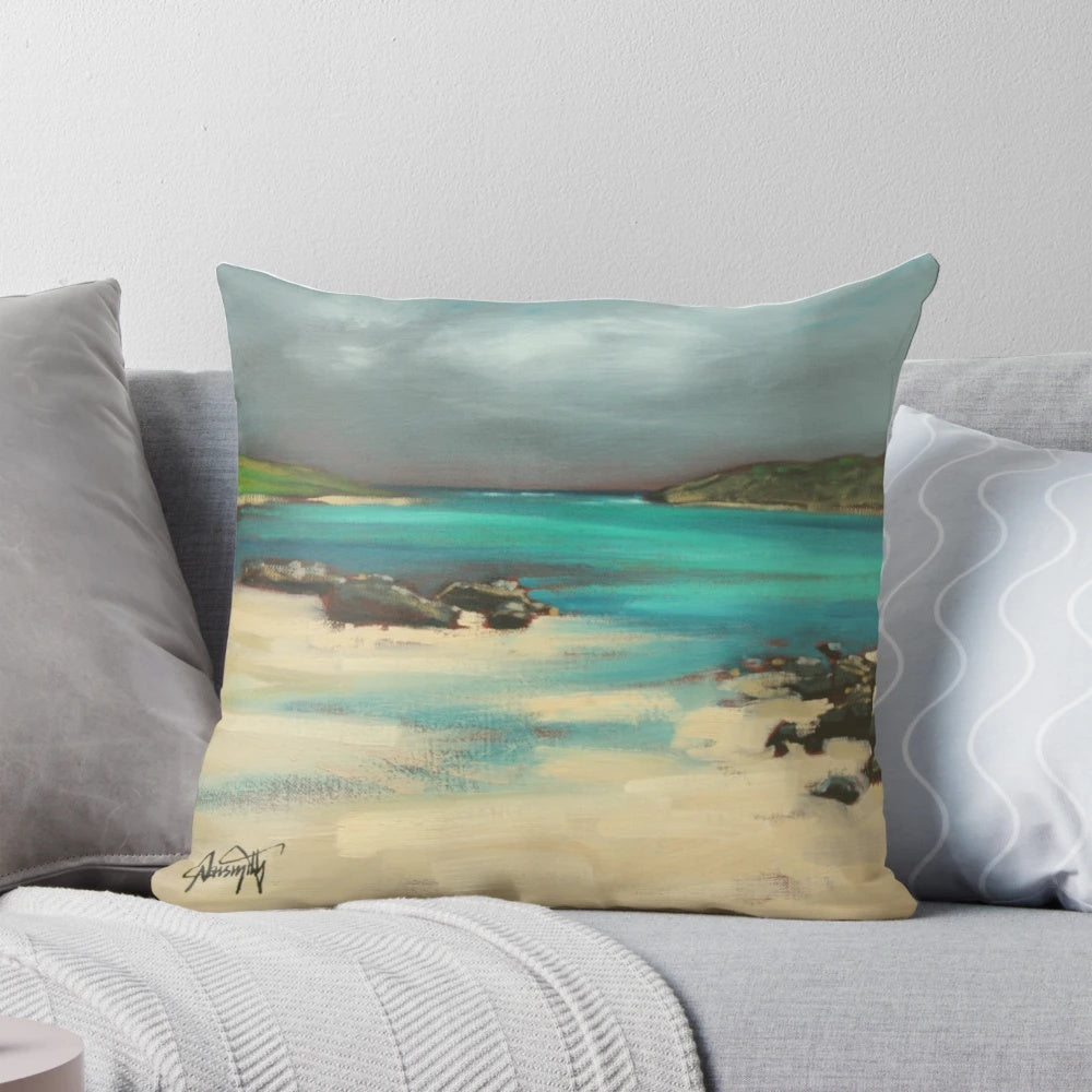 Vibrant oil painting of the rugged coastline of Vatersay and Barra, Scotland