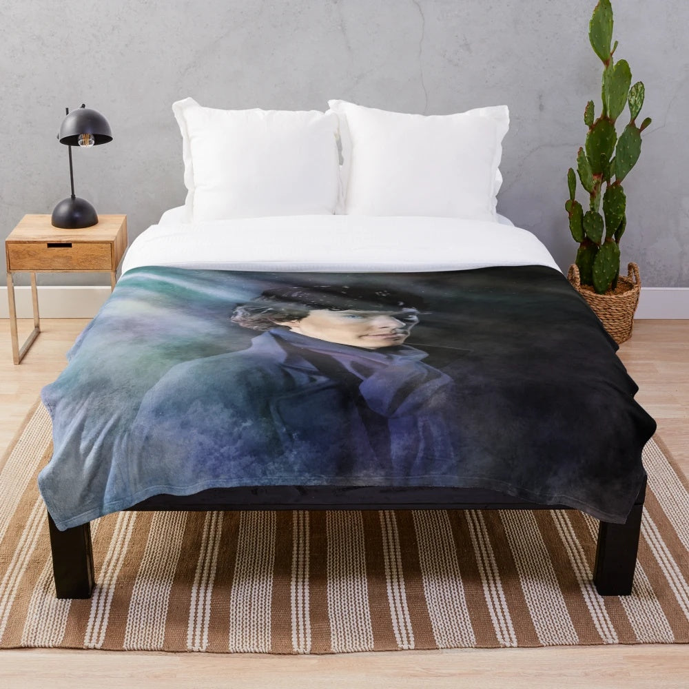 Sherlock plush blanket with realistic portrait