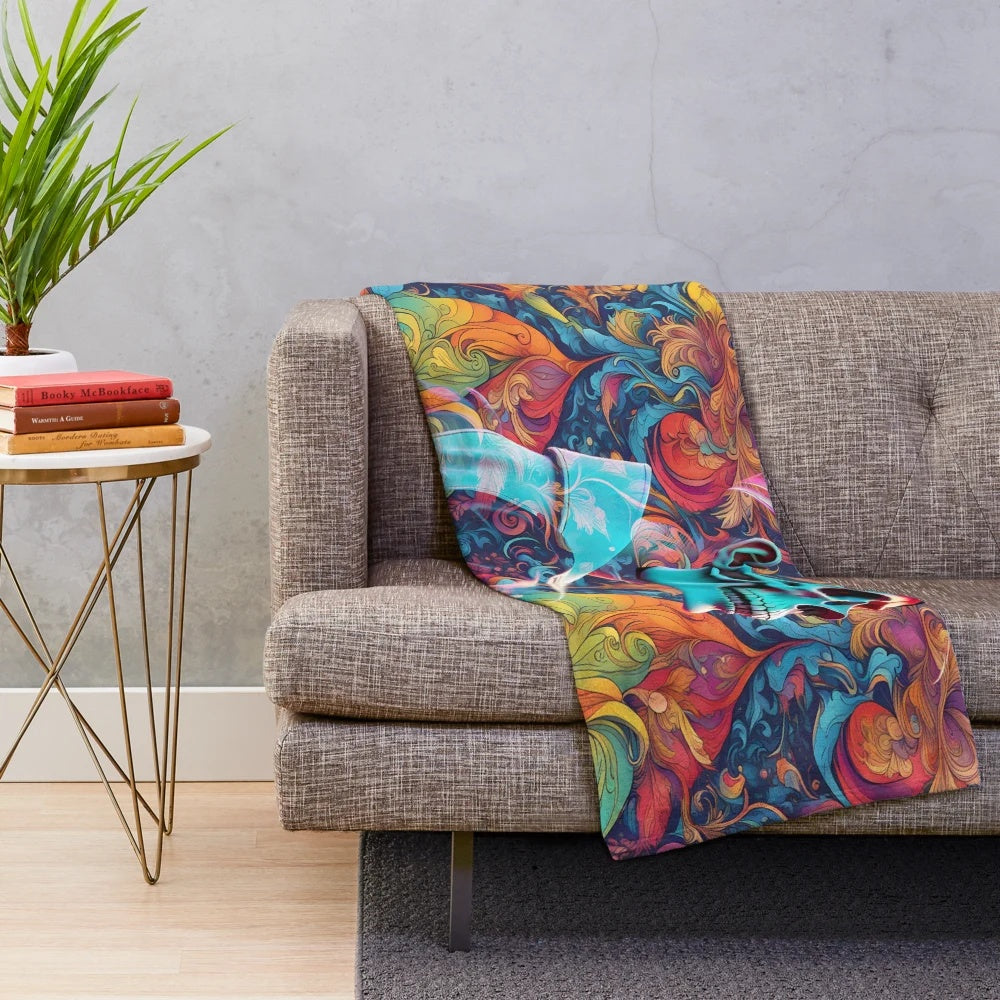 Colorful skull patterned plush blanket