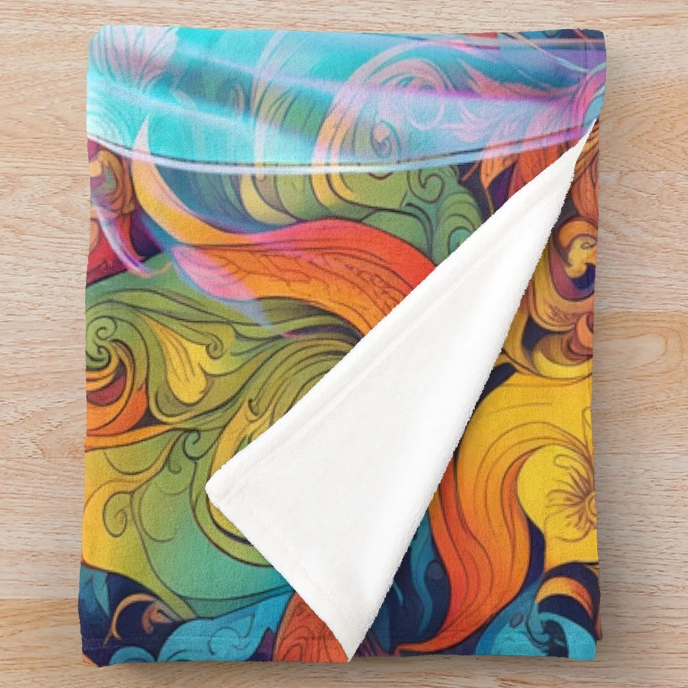 Colorful skull patterned plush blanket