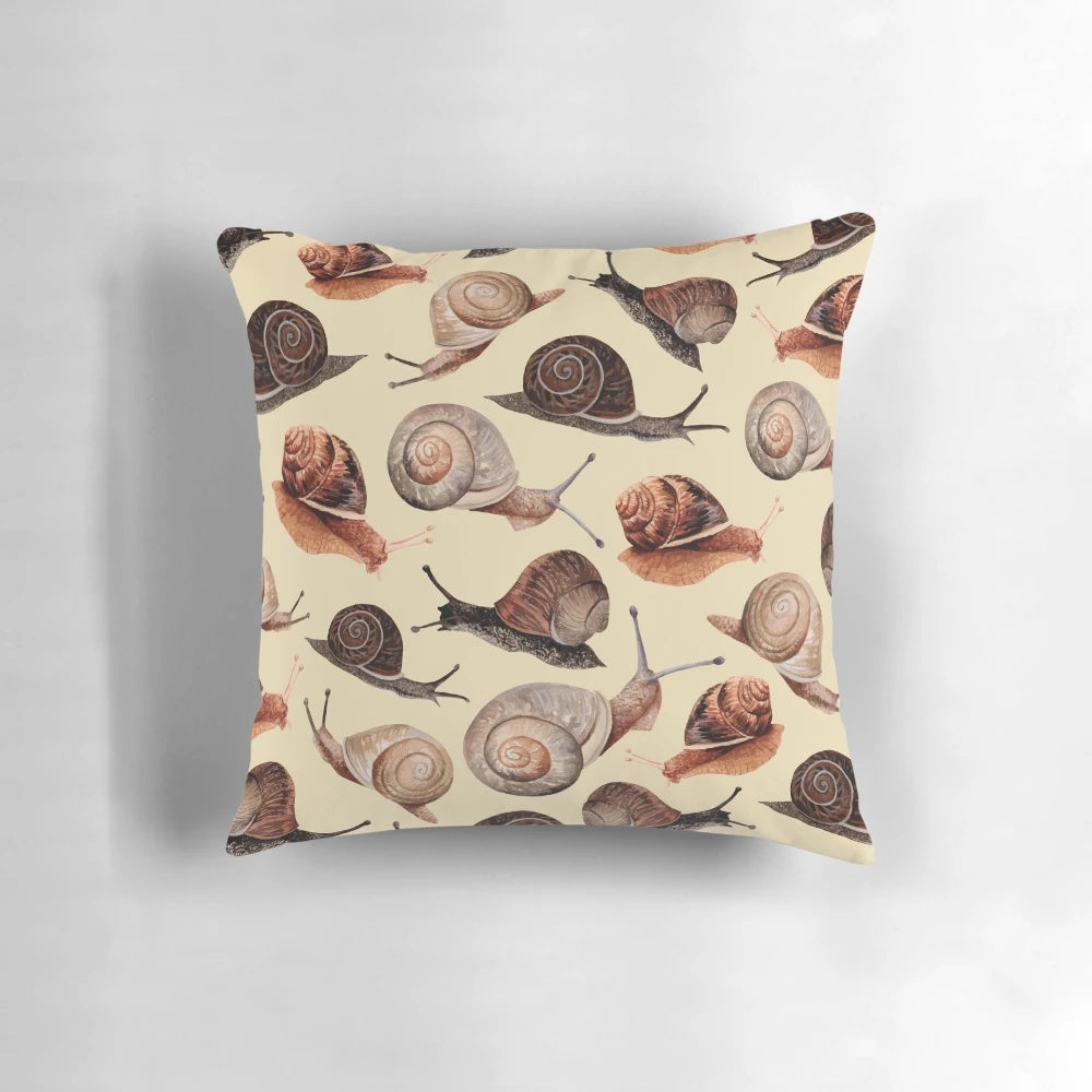 Cozy snail pillow showcasing the intricate shells and textures of these fascinating gastropods.