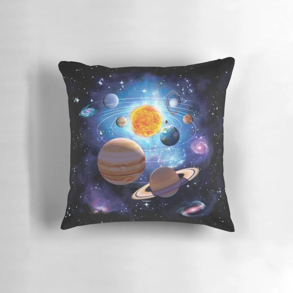 Solar System Pillow featuring planets, stars, and the universe