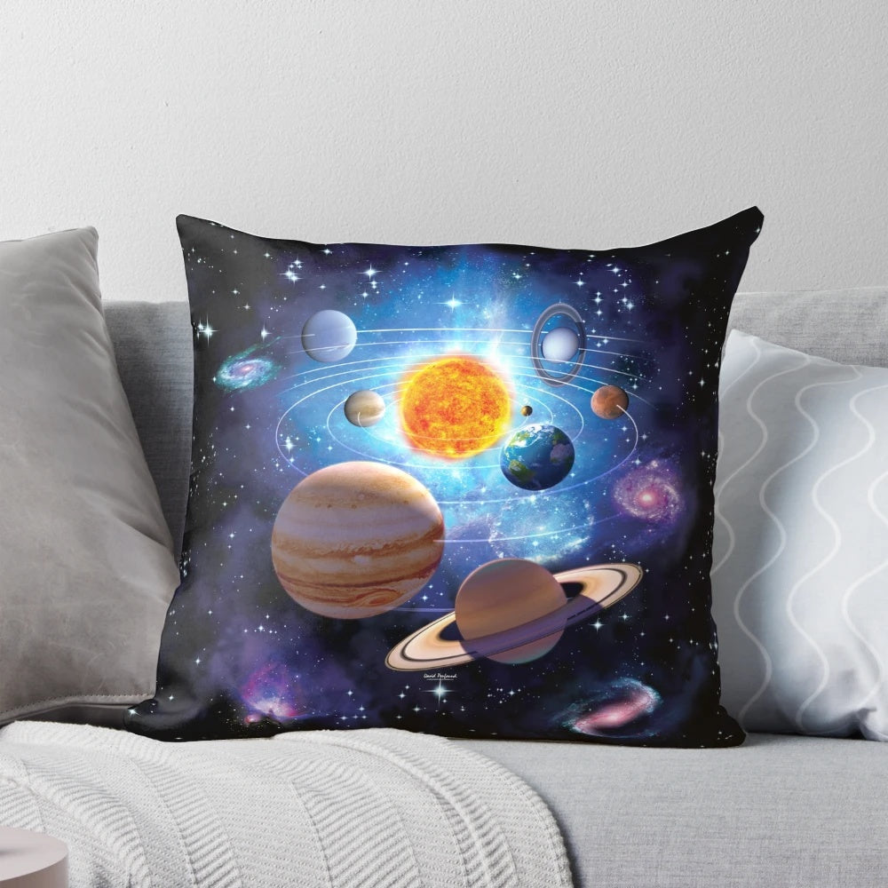 Solar System Pillow featuring planets, stars, and the universe