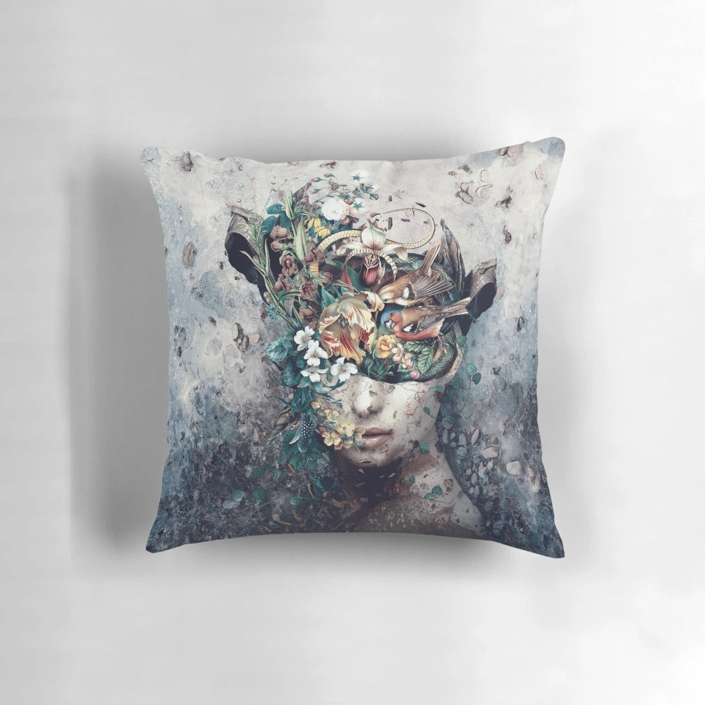 Mesmerizing surreal floral art portrait depicting a dark, ethereal botanical landscape