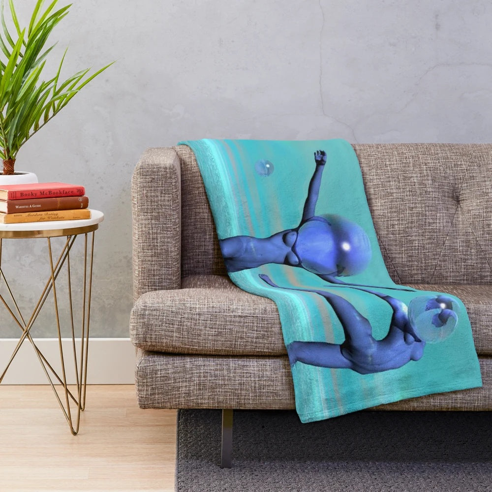 Artistic plush blanket featuring a surreal water ballet design