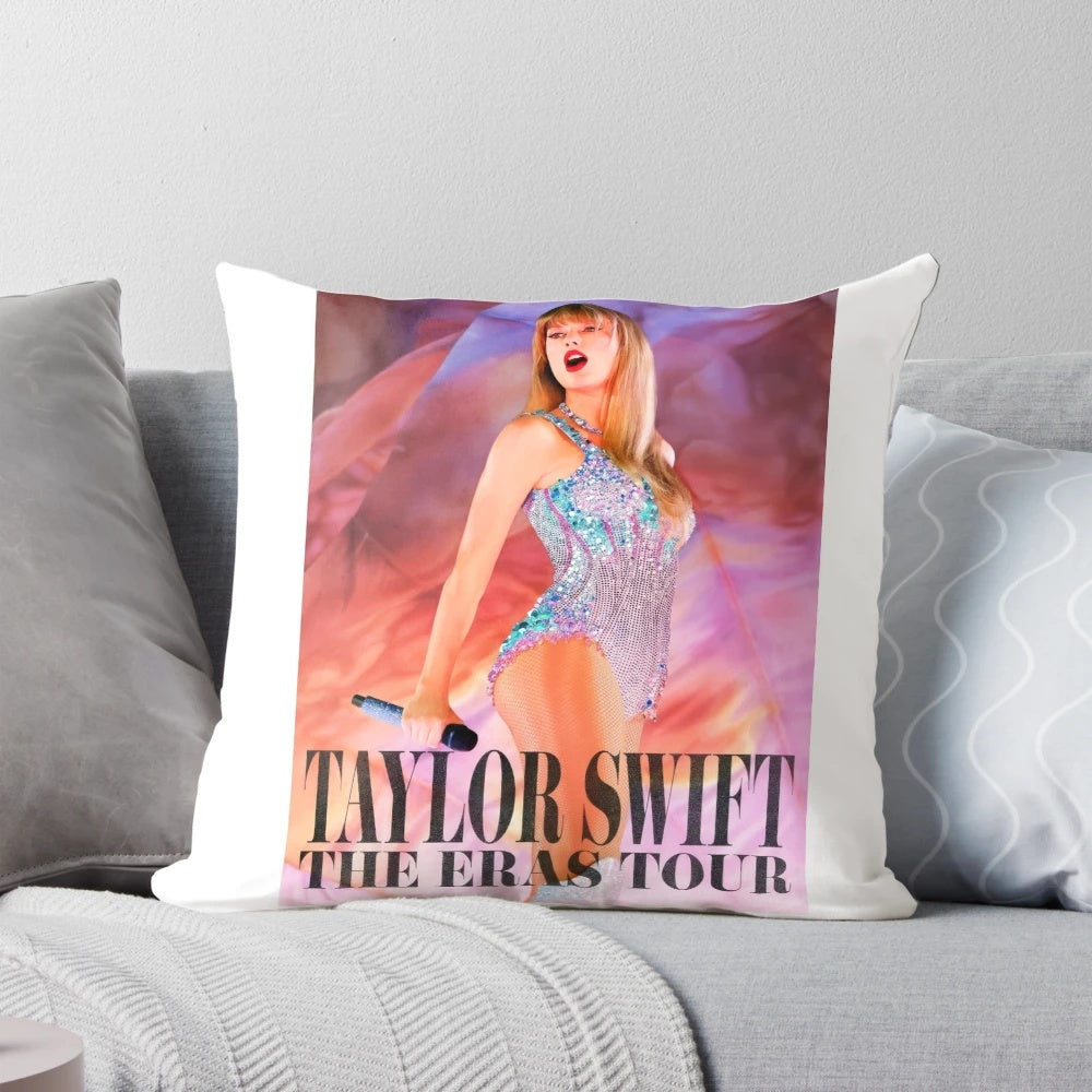 Taylor Swift The Eras Tour Pillow with a colorful design and lyrics