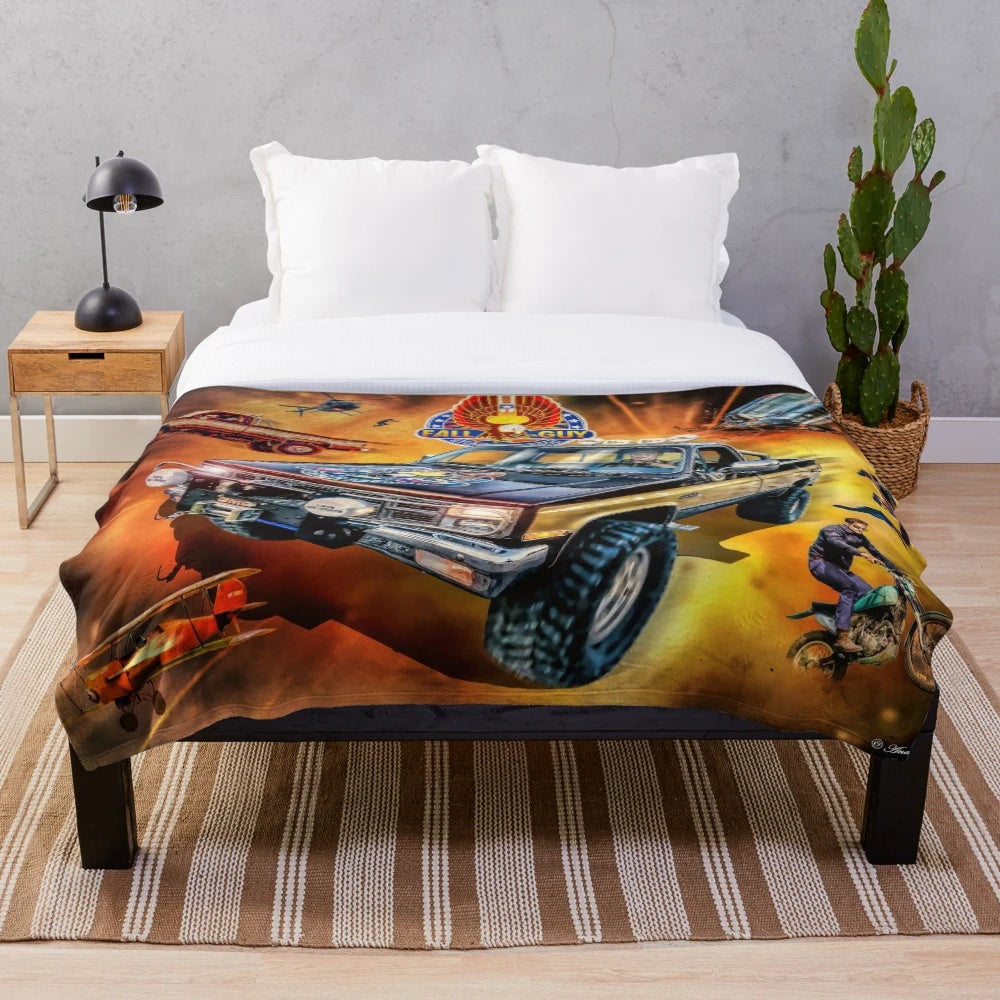 Plush blanket featuring imagery from the classic TV series "The Fall Guy