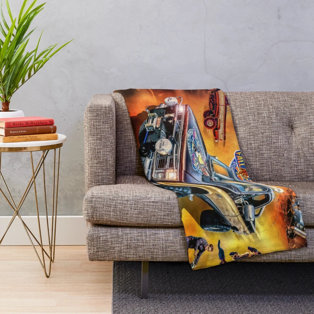 Plush blanket featuring imagery from the classic TV series "The Fall Guy