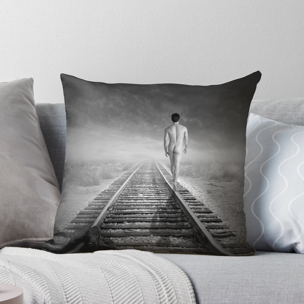 Monochrome image of a muscular male figure in a serene, sensual pose, evoking a sense of artistic grace and eroticism.