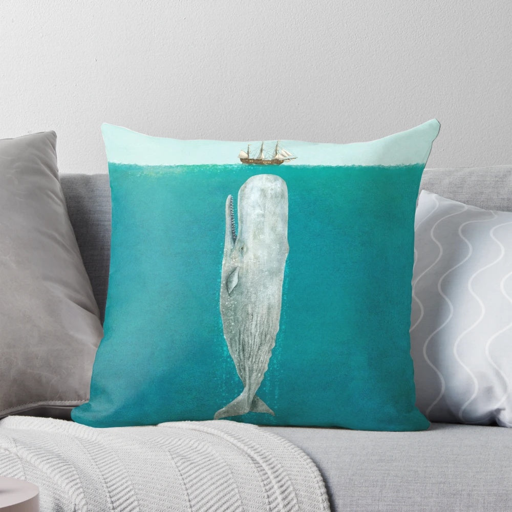 Full length pillow featuring the iconic "The Whale" digital illustration by the Fan Brothers