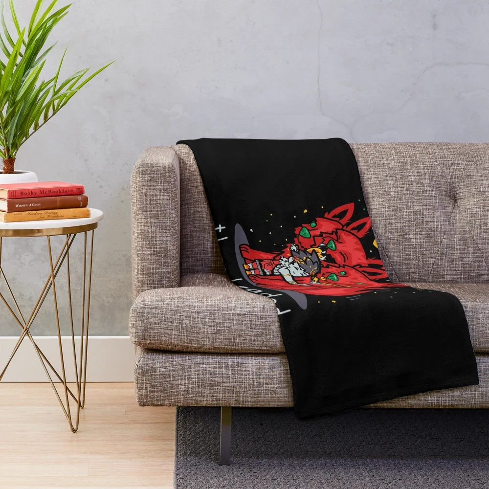 Cozy three-headed puppy plush blanket inspired by the Hades video game