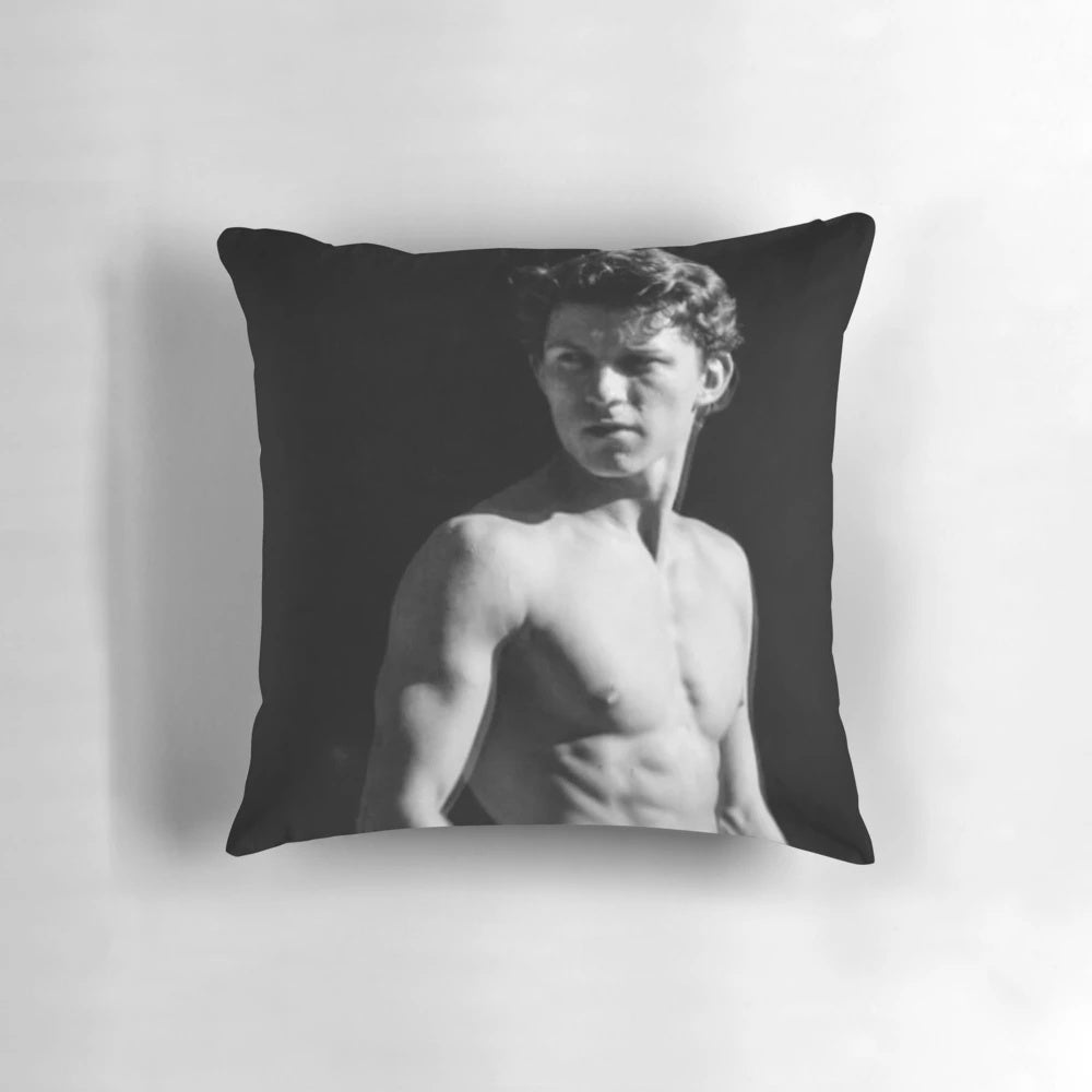 Black and white collage image of actor Tom Holland