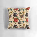 A traditional tattoo-inspired pillow featuring a panther, moon, dagger, rose, and floral motifs.