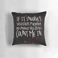 Serial killer and true crime themed t-shirt pillow with text and design
