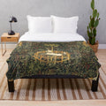 Plush blanket featuring a captive unicorn and ornate gothic floral design
