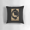 Intricate 'Waning Moon - Meow Phases' Pillow featuring beautiful moon cycle and cat design