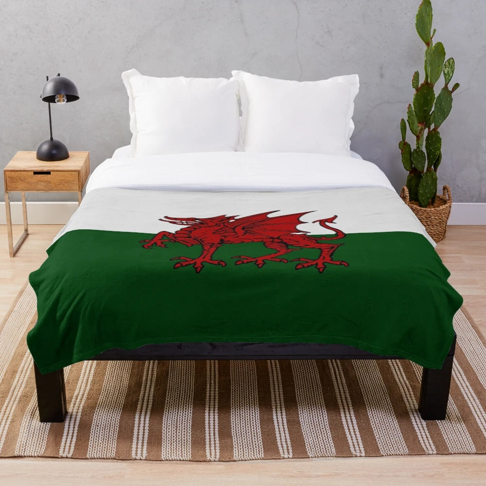 Welsh Dragon Plush Blanket with Heraldic Inspired Design