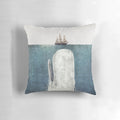 Decorative white whale pillow with a vintage, nautical design
