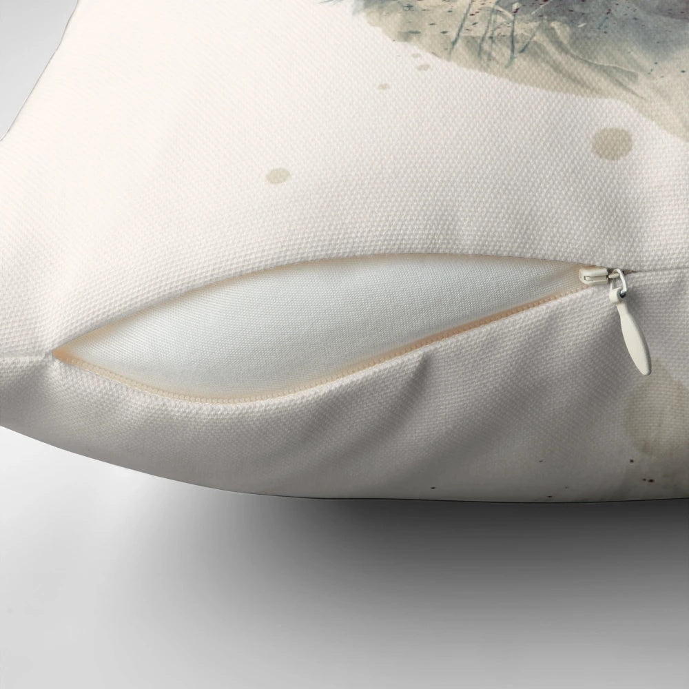 Watercolor painting of a majestic wolf in a snowy forest, evoking a sense of perseverance and resilience in nature.
