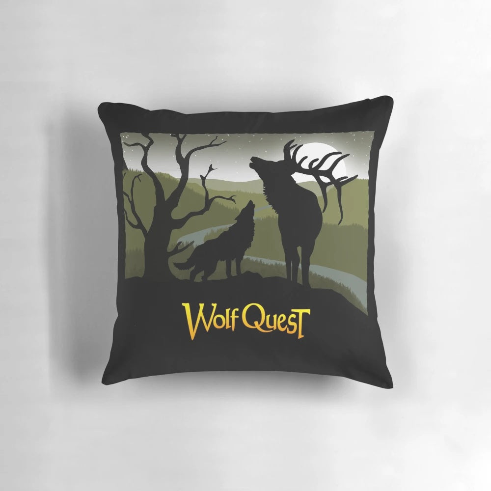 A serene silhouette of wolves and elk under a full moon, perfect for the WolfQuest enthusiast.