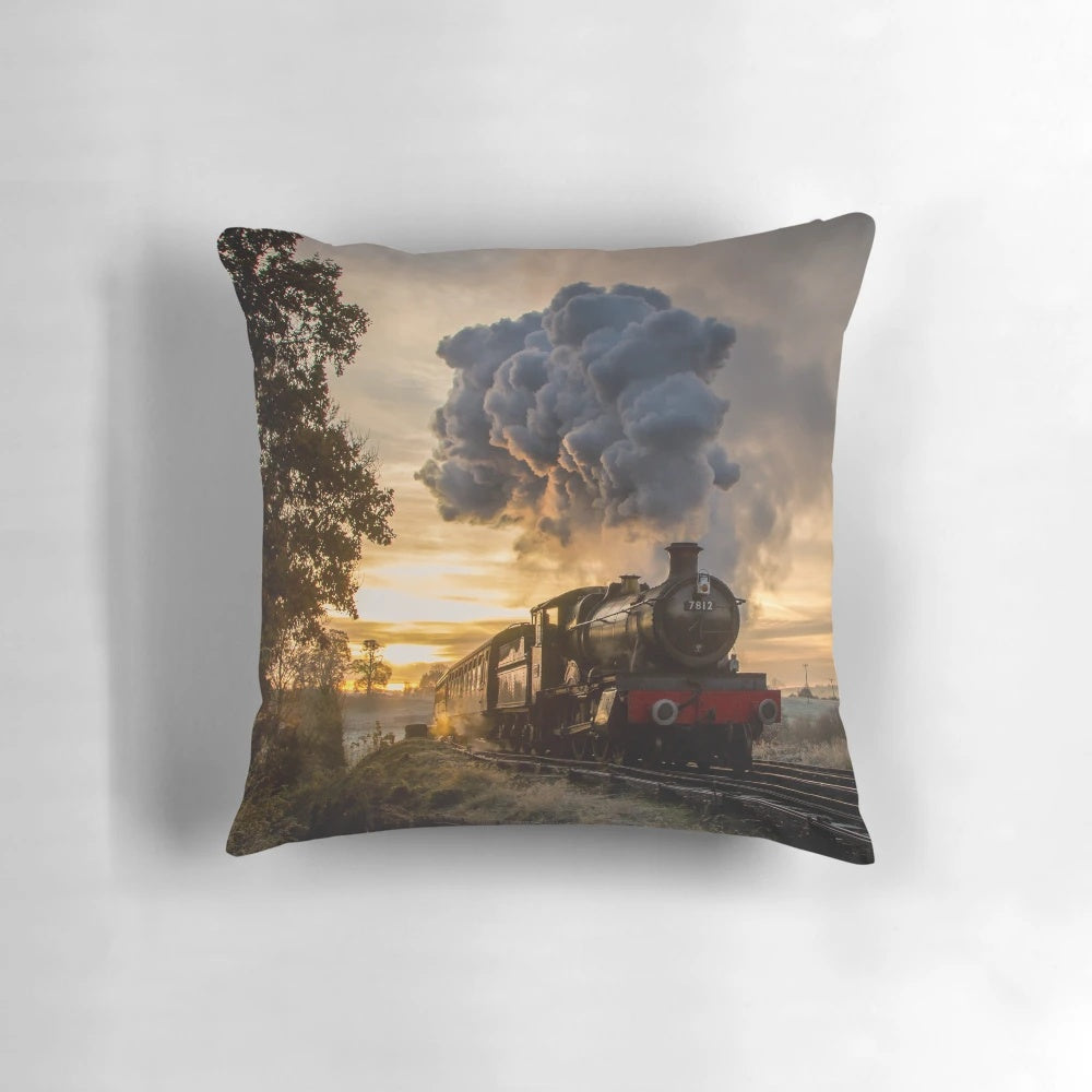 Early morning steam train at manor on a scenic railroad