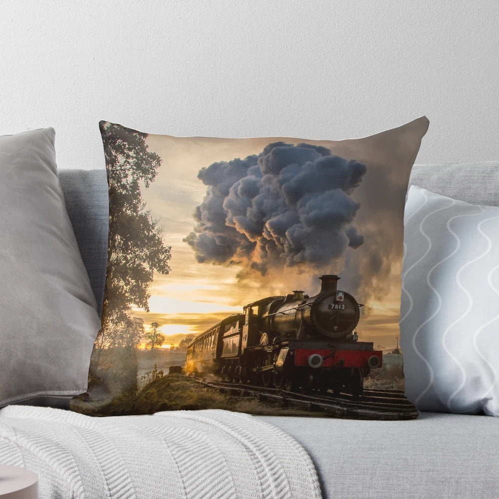 Early morning steam train at manor on a scenic railroad