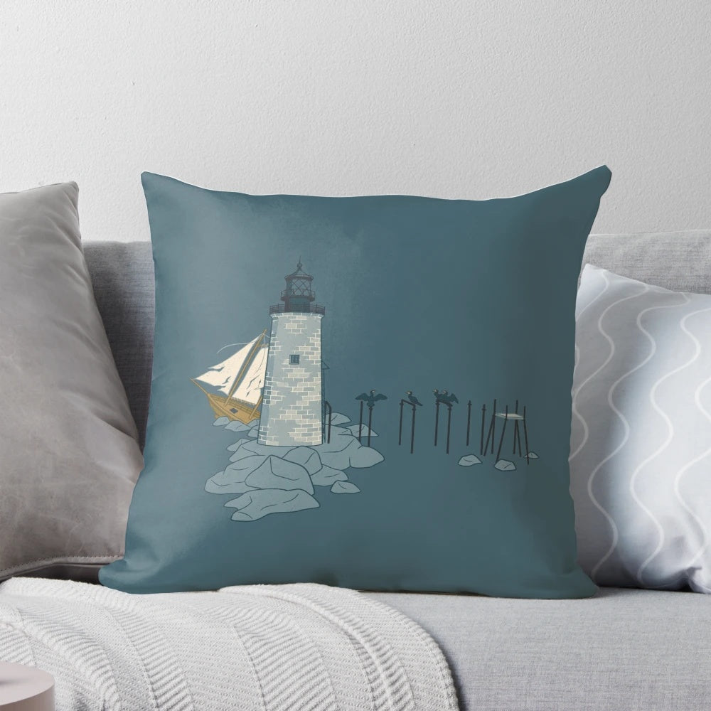 Ram Island Ledge Light Pillow - Bring the Charm of a Maine Lighthouse to Your Home