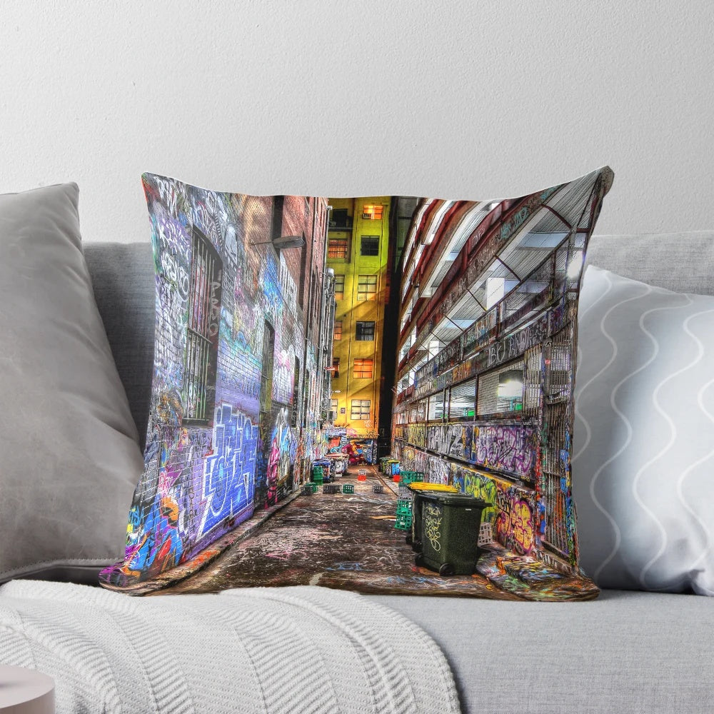 Colorful graffiti-covered walls of Hosier Lane in Melbourne, Australia