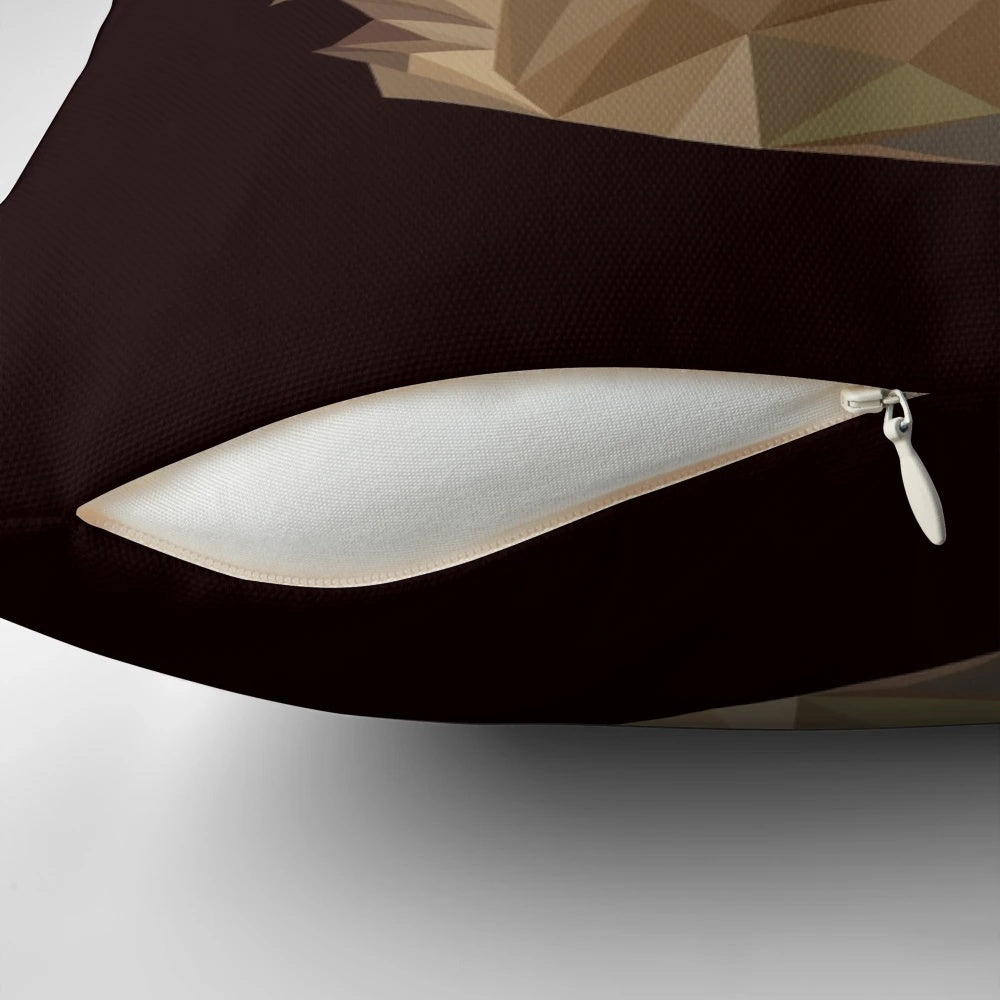 Capybara wearing black sunglasses in a low poly illustration design, displayed on a pillow.