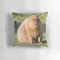Plush pillow with image of a capybara, a large, friendly rodent native to South America
