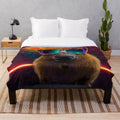 Capybara plush blanket with sunglasses, meme-inspired design