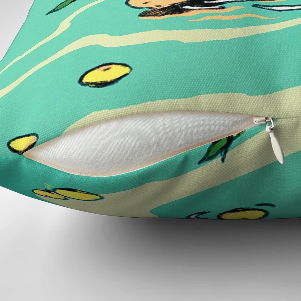 Soft and plush capybara-themed pillow with yuzu design
