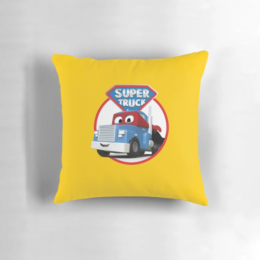 Plush truck pillow featuring characters from the Car City cartoon series
