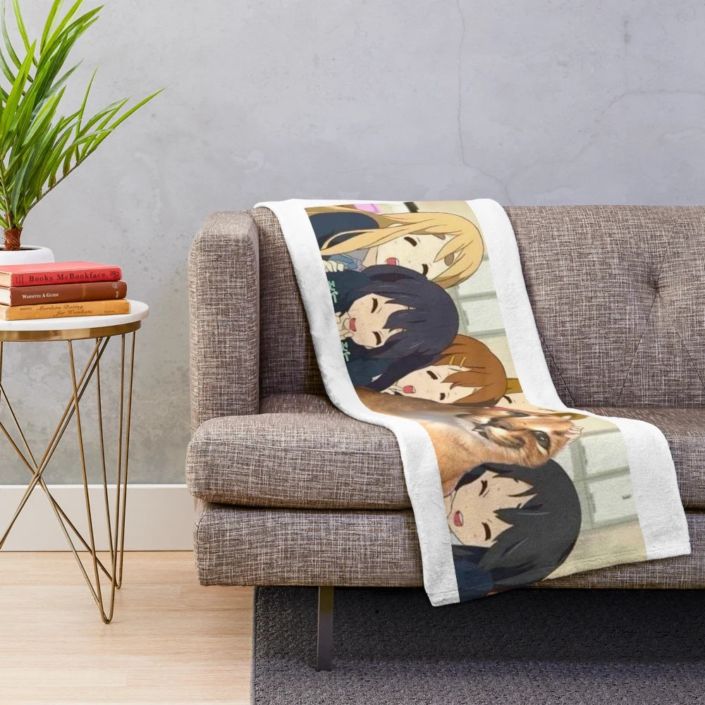 Caracal and anime girl plush blanket featuring the popular "Big Floppa" meme