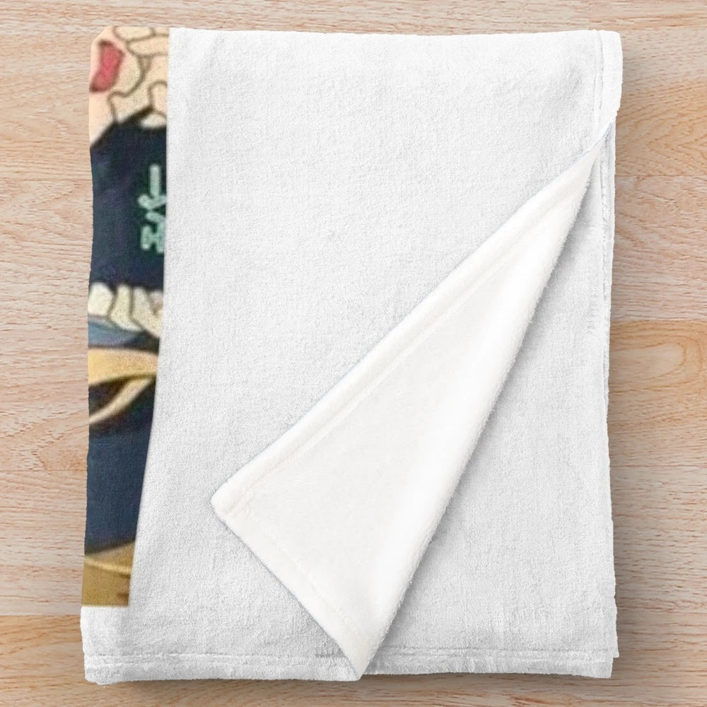 Caracal and anime girl plush blanket featuring the popular "Big Floppa" meme