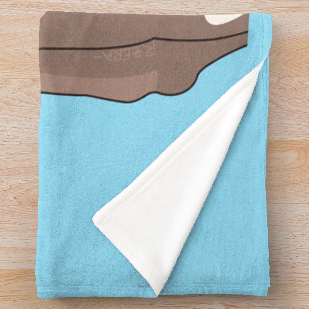 Big Floppa inspired caracal plush blanket with a smiling design