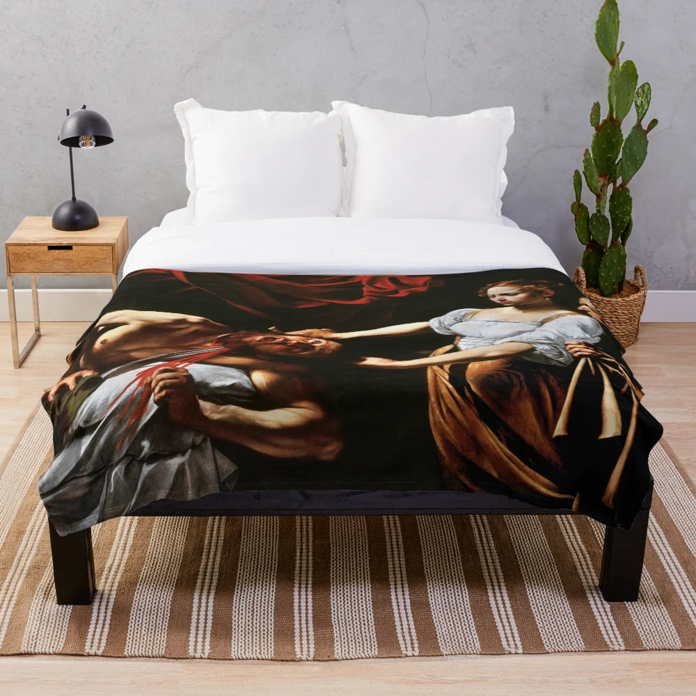 Caravaggio's Judith Beheading Holofernes - High Resolution Plush Blanket