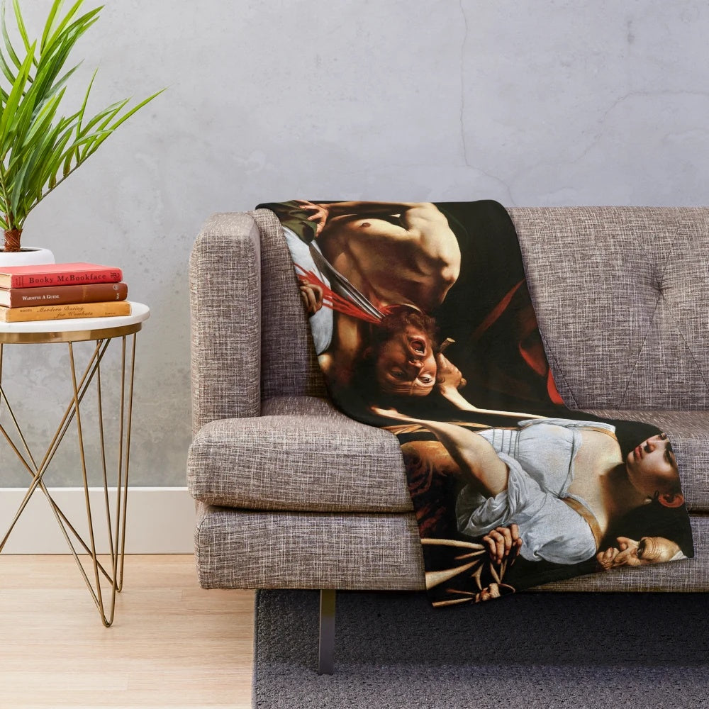 Caravaggio's Judith Beheading Holofernes - High Resolution Plush Blanket