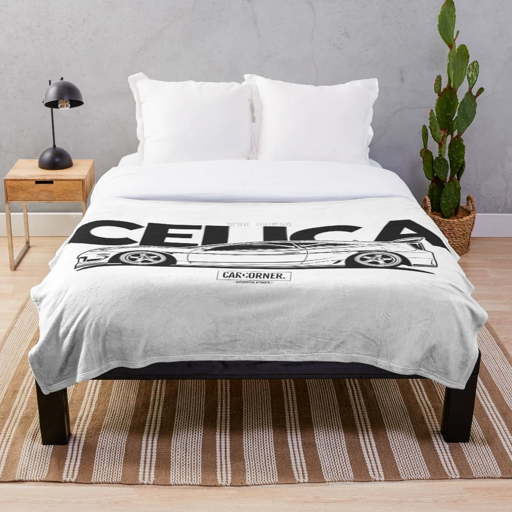 Toyota Celica VII Gen inspired plush blanket with car graphics