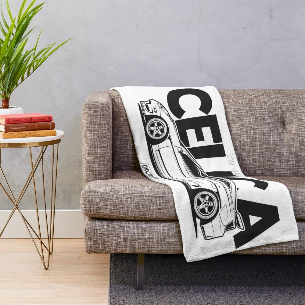 Toyota Celica VII Gen inspired plush blanket with car graphics