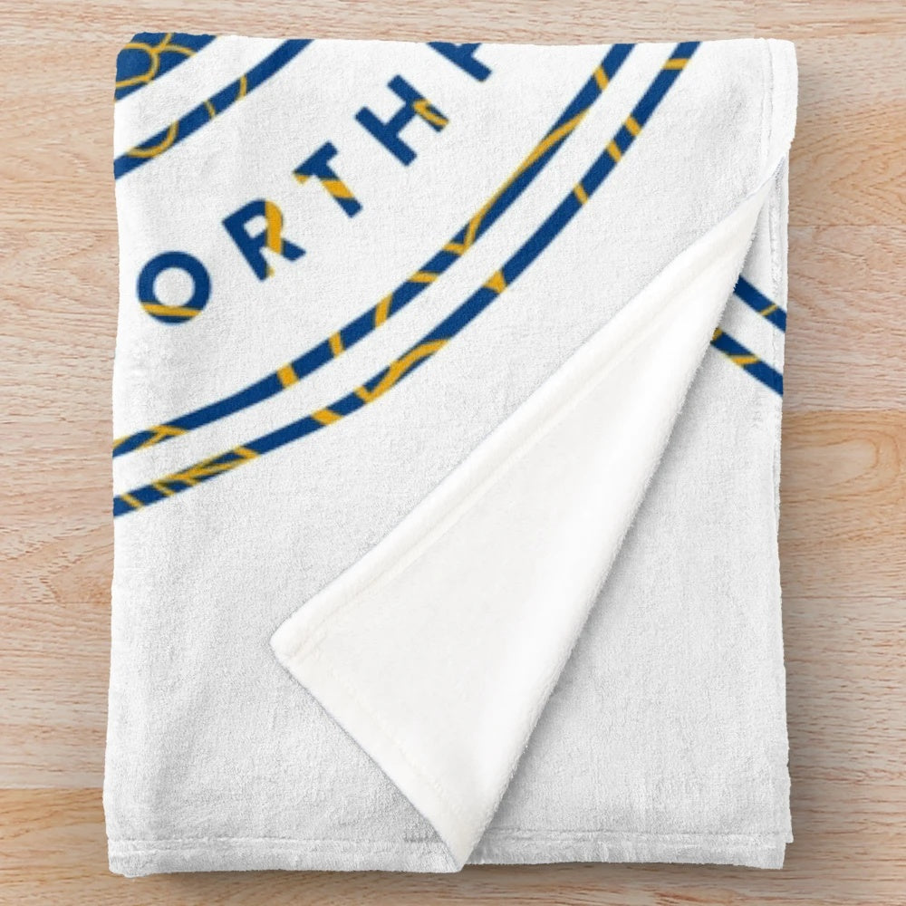 Carleton College-inspired plush blanket in maize and blue colors
