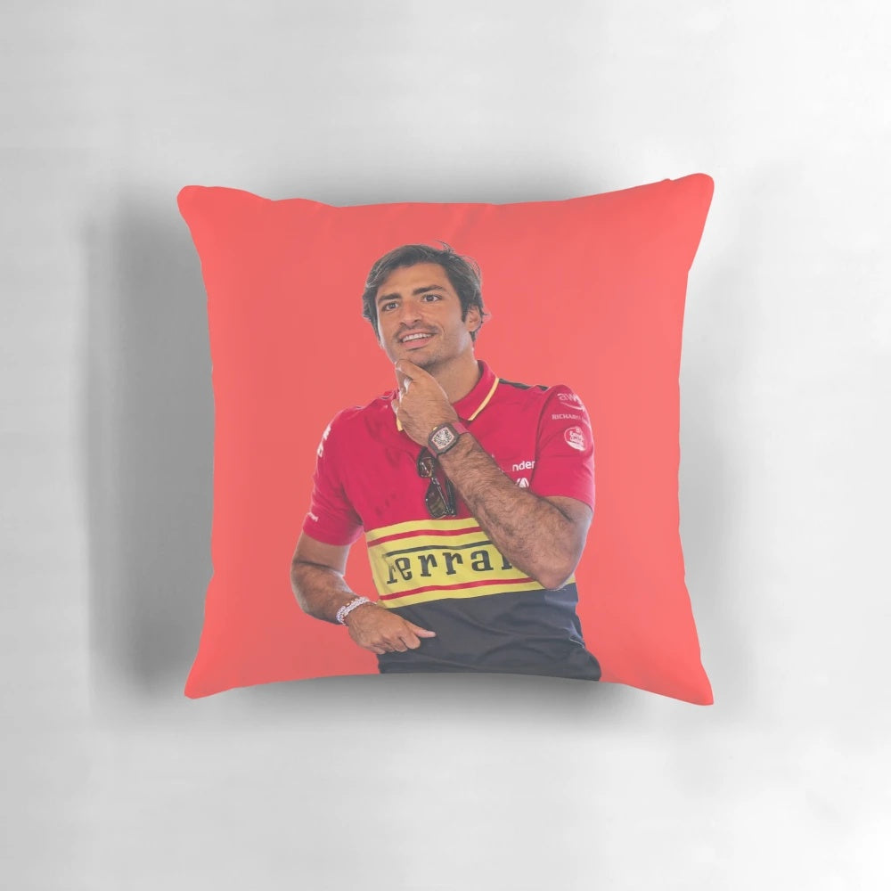 Pillow featuring Carlos Sainz and Charles Leclerc, teammates in the Scuderia F1 team