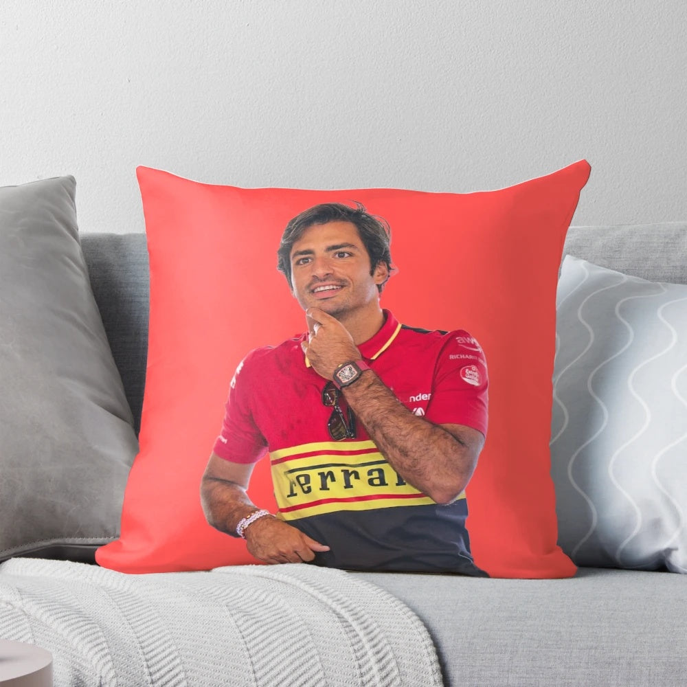 Pillow featuring Carlos Sainz and Charles Leclerc, teammates in the Scuderia F1 team