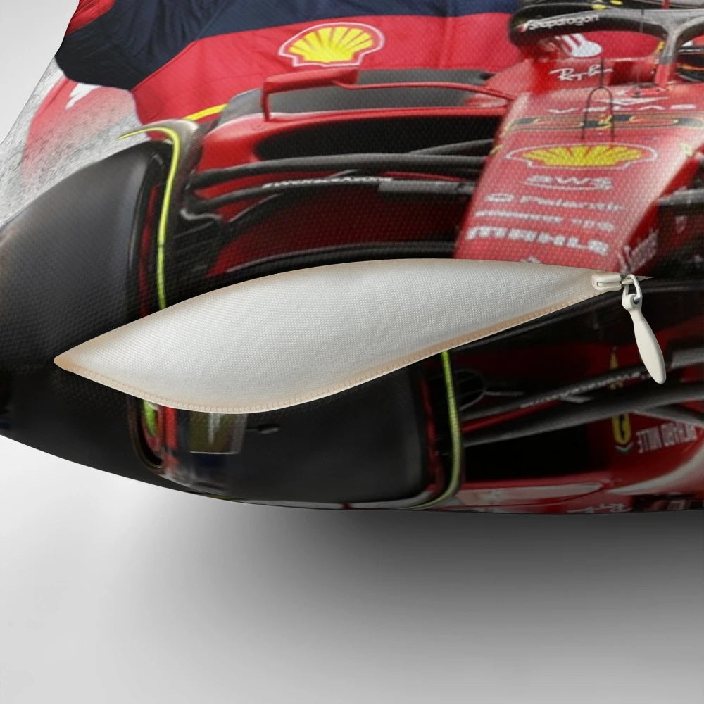 Pillow featuring an illustration of Formula 1 driver Carlos Sainz