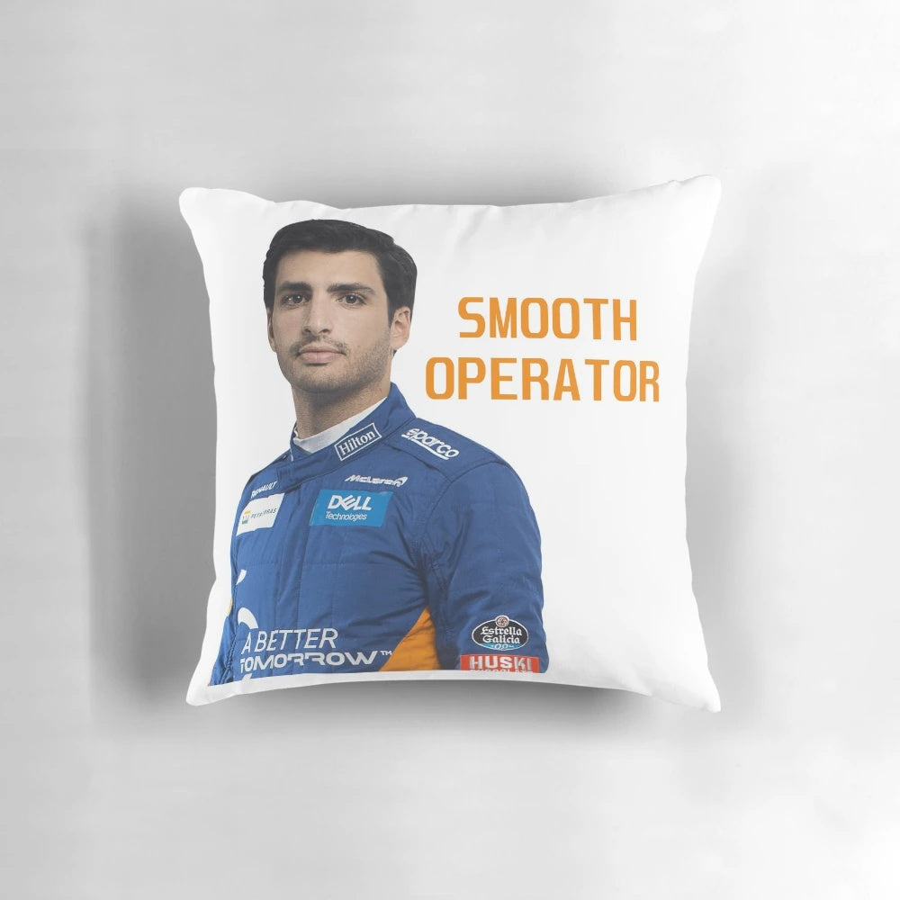 Carlos Sainz "Smooth Operator" Mclaren F1 Pillow with Formula 1 Car Graphic